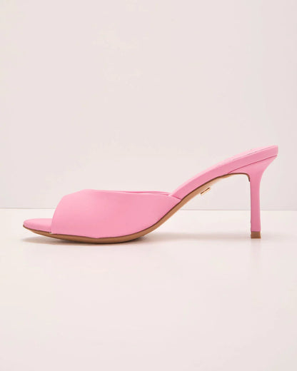 Liorra Vegan Leather Heeled Peep Toe Mules