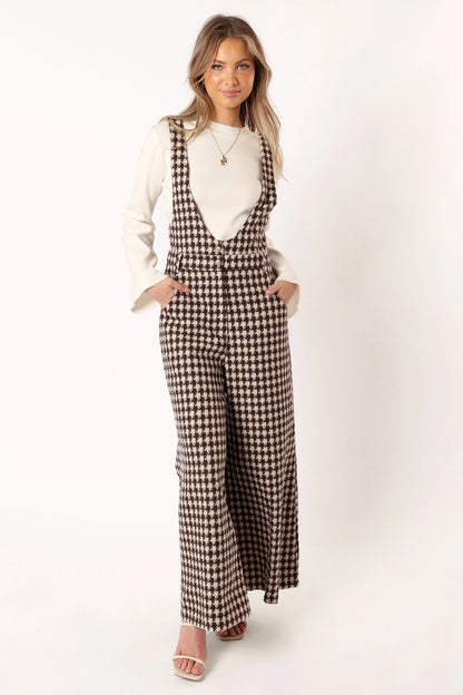 Jackson Jumpsuit Tan Houndstooth