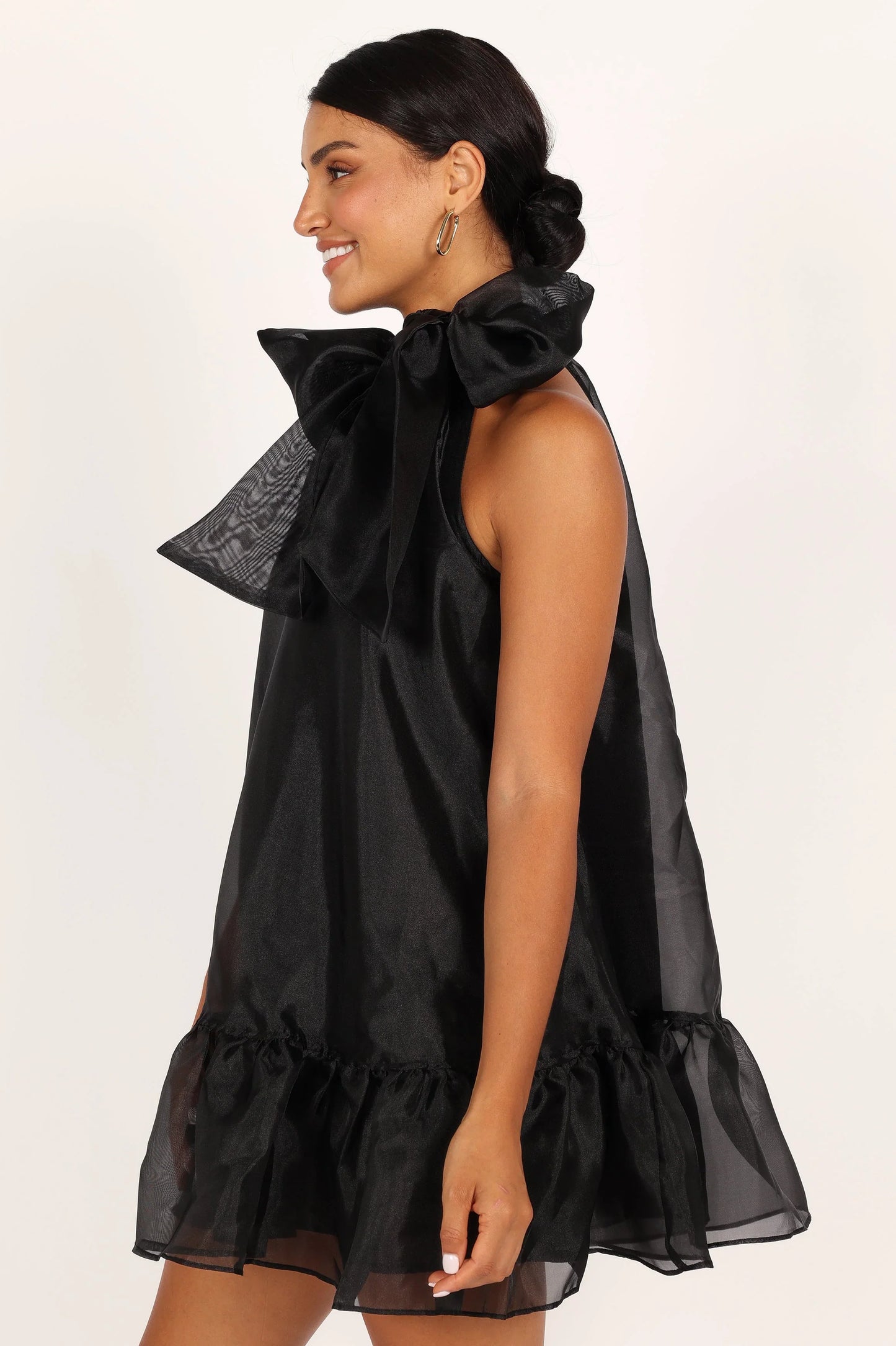 Sophia Bow Mini Dress Black