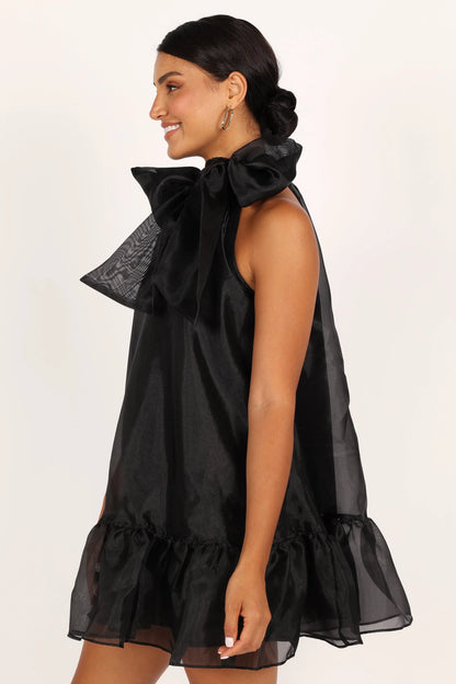 Sophia Bow Mini Dress Black