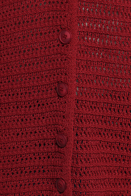 Lyra Large Collar Cardigan Burgundy