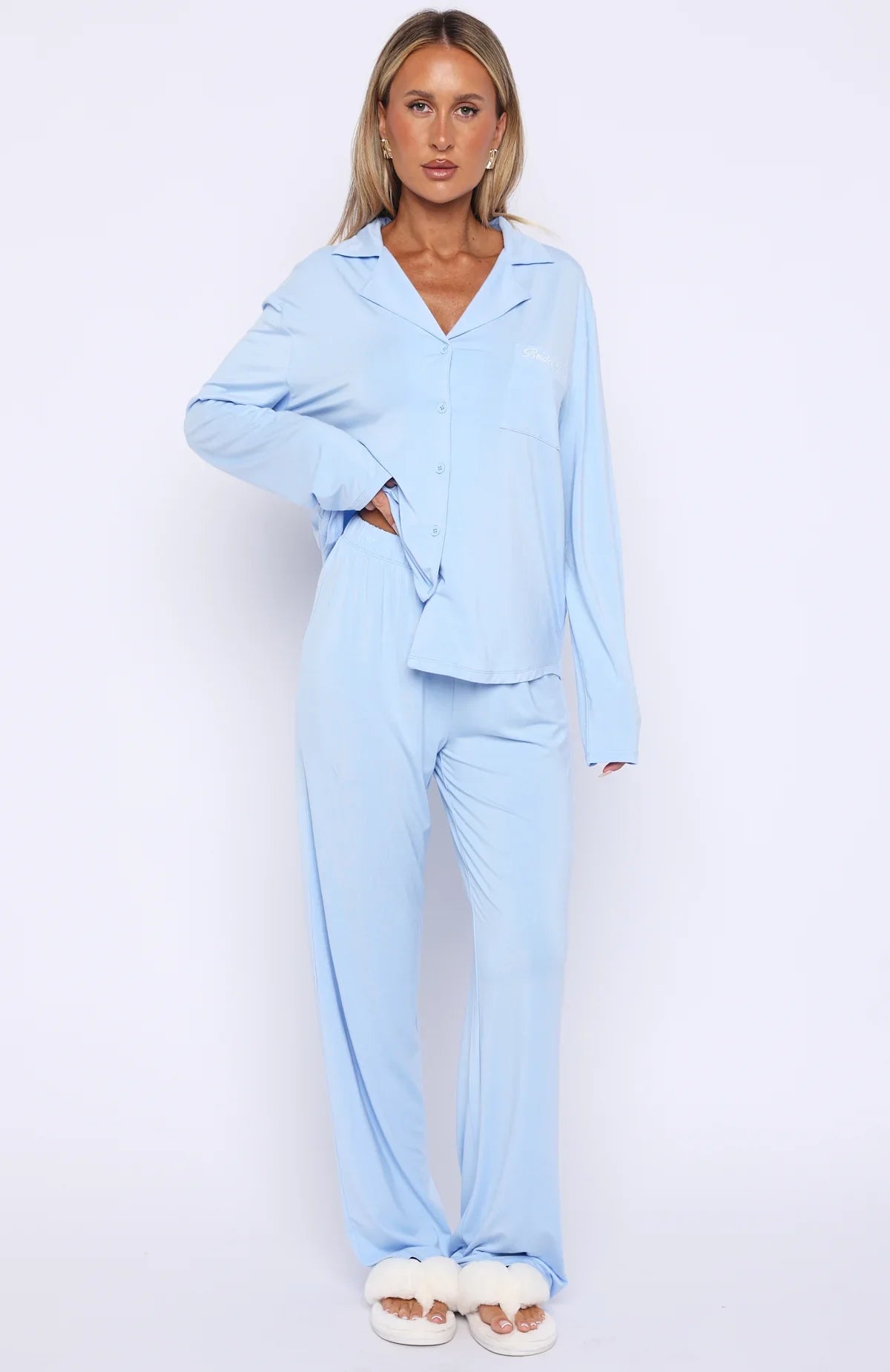 Bridal Party Long Sleeve Pyjama Set Baby Blue