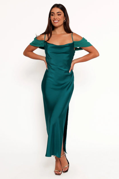 Reyna Off Shoulder Maxi Dress Emerald Green