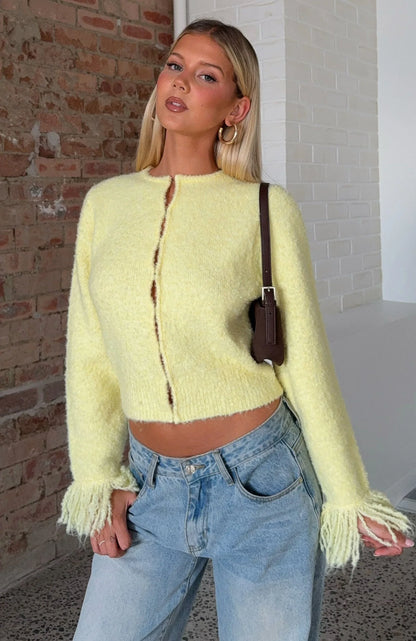 Baby Its Cold Knit Cardigan Lemon
