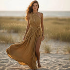 Boho Beach Cover Up Maxi Dress with Side Slit