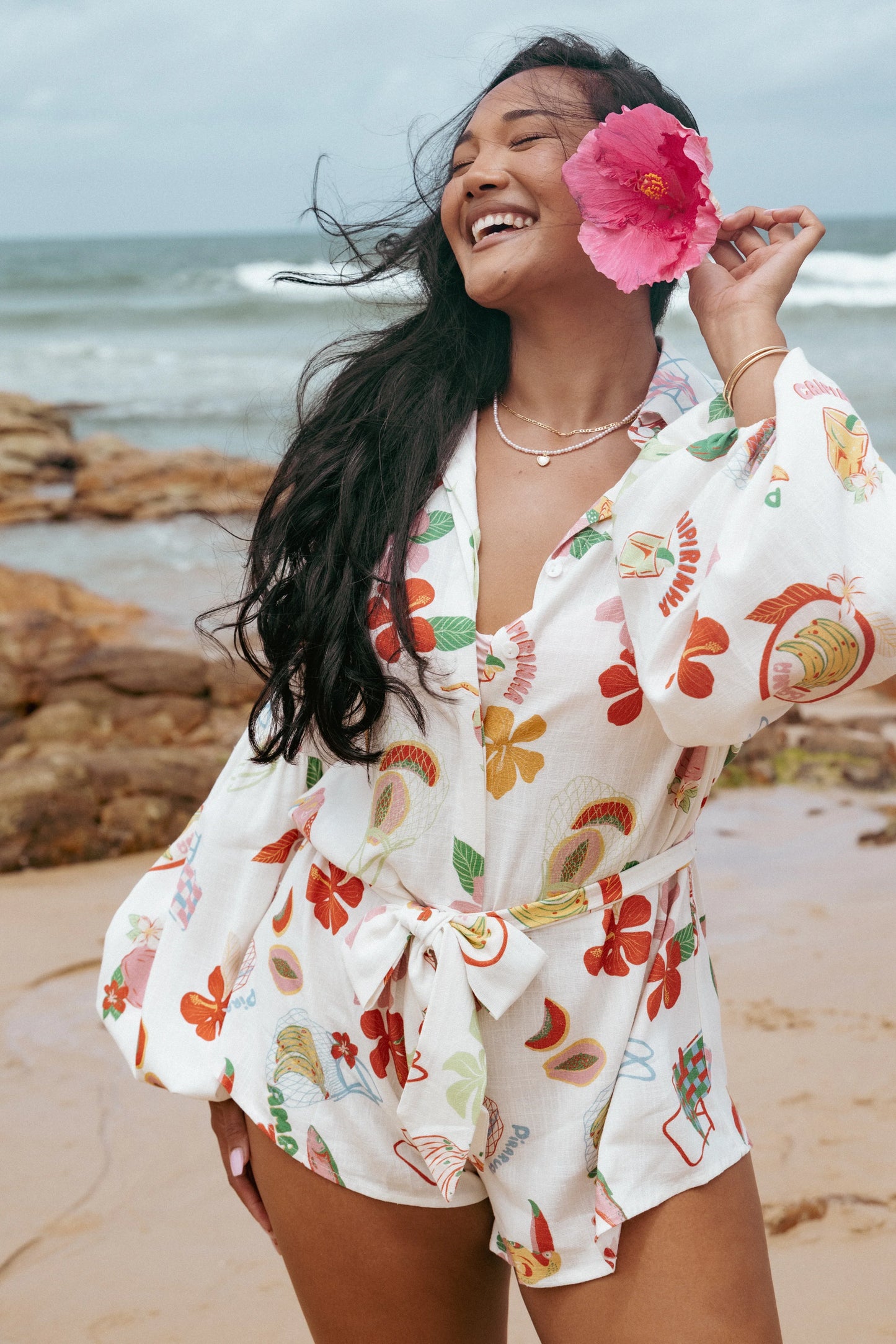 Jillia Long Sleeve Romper Alfresco