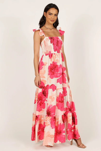 Tilly Shirred Maxi Dress Pink