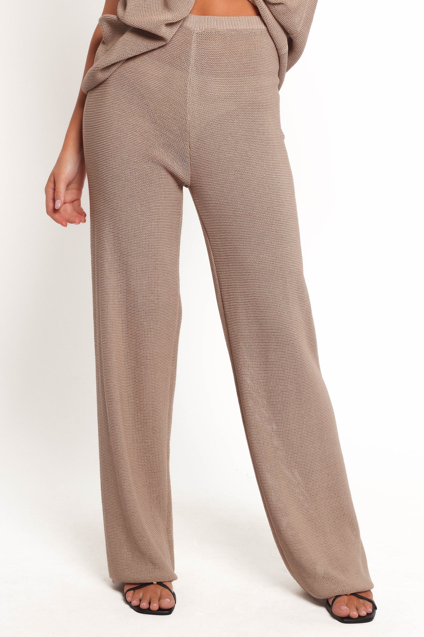 Stassia Knitted Pant Set Brown