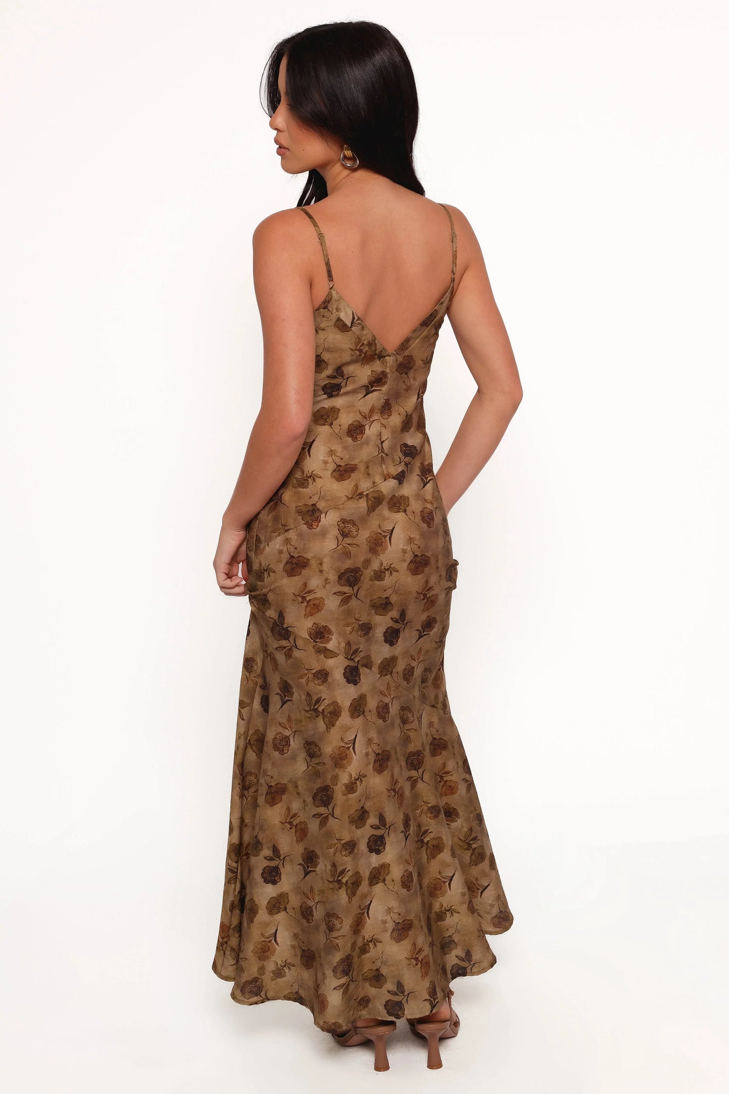 Fia Midi Dress Tan Floral
