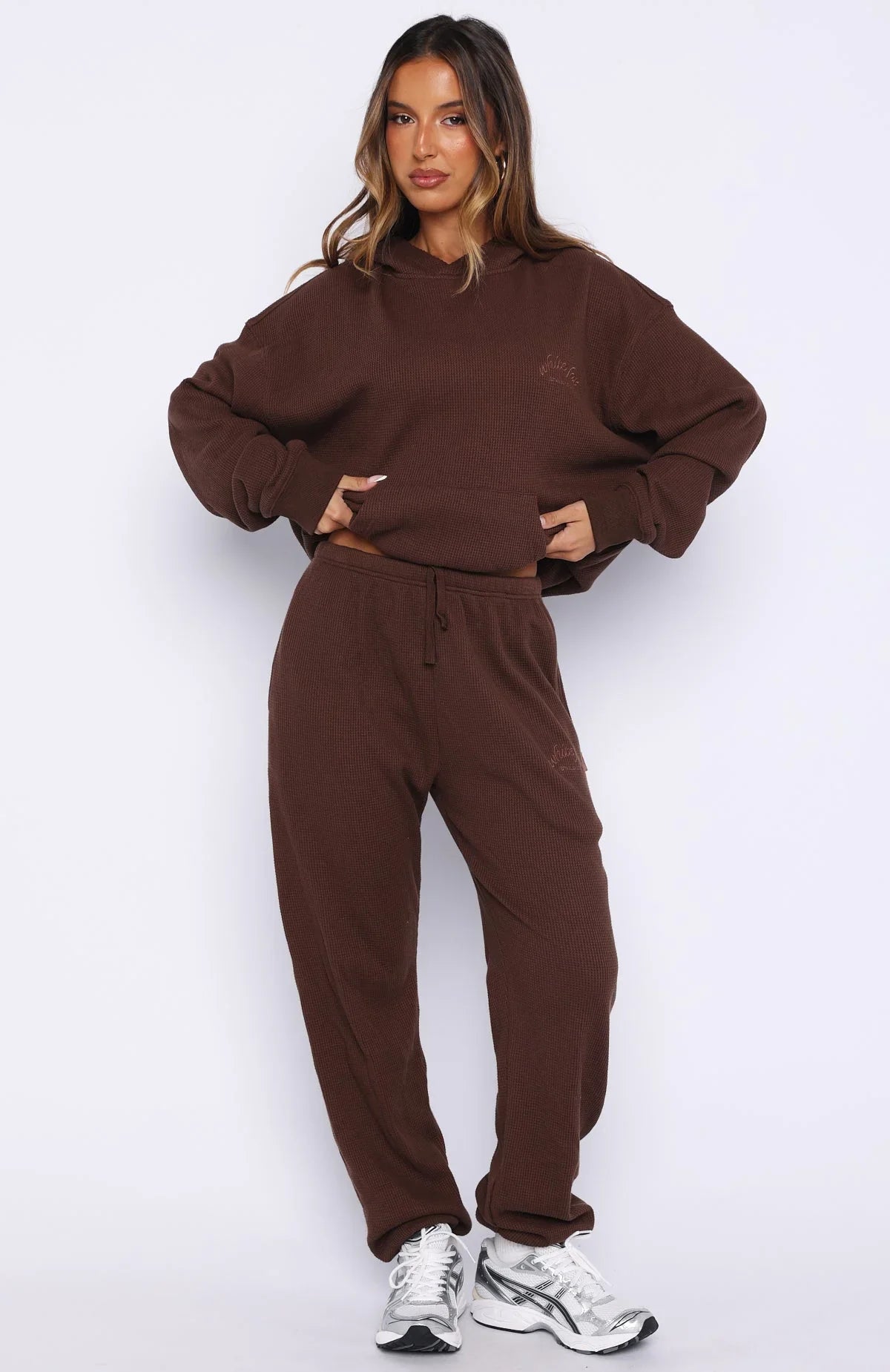 Moving Out Waffle Oversized Hoodie Chocolate