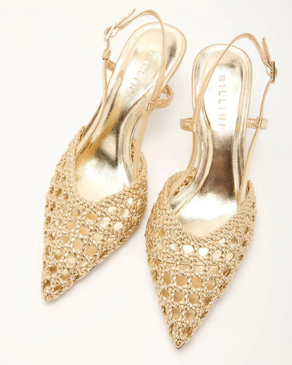 Mira Woven Pointed Toe Slingback Pumps