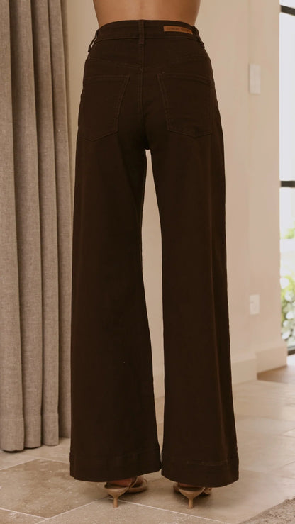 Zandra Wide Leg Jeans Chocolate
