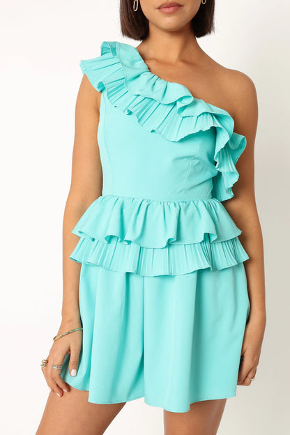 Rosewood One Shoulder Romper Blue
