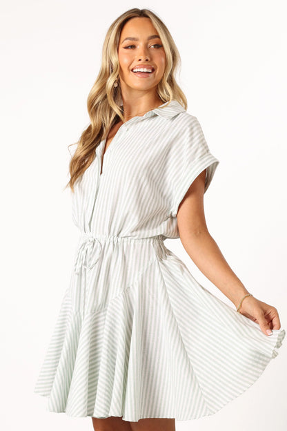 Ilsa Mini Dress Sage Stripe