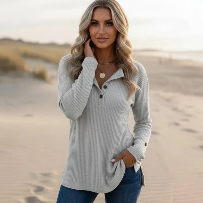 Boho Ribbed Long Sleeve Pullover Top