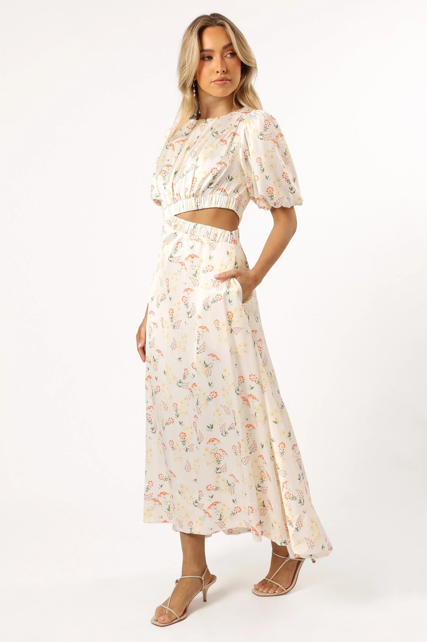 Aminah Puff Sleeve Dress Yellow Floral