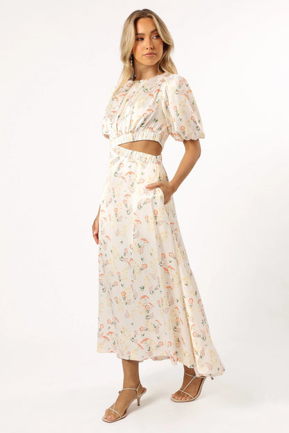 Aminah Puff Sleeve Dress Yellow Floral