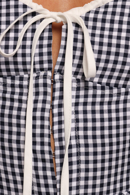 Danella Top Navy Gingham
