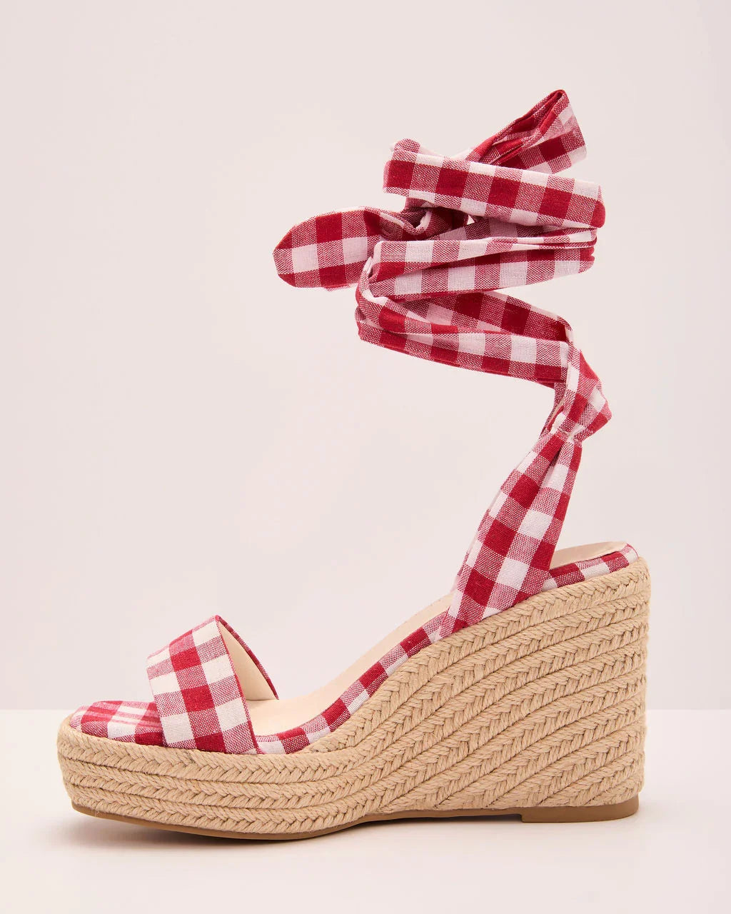 Sun Muse Gingham Espadrille Wedge Sandals