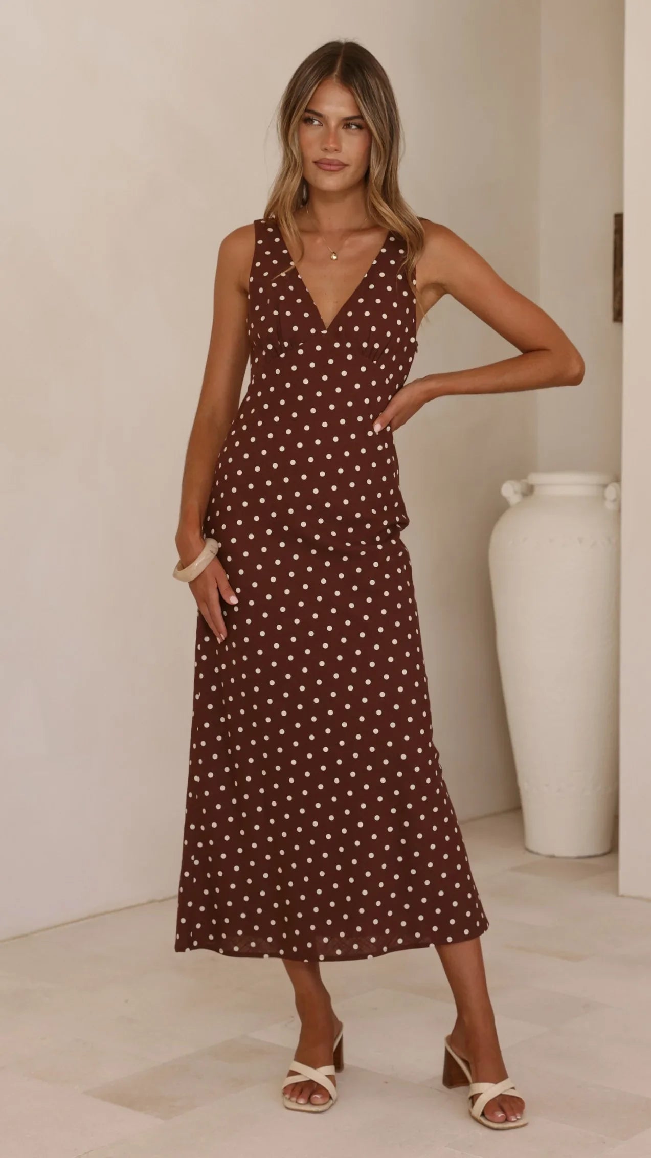 Sammie Maxi Dress Chocolate Nude Spot