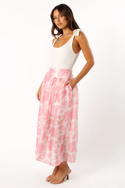 Miami Maxi Skirt Pink Floral
