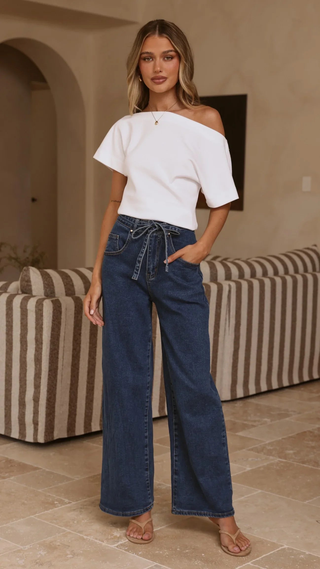Nyra Wide Leg Jeans Dark Denim