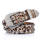 Boho Leopard Print Leather Belt