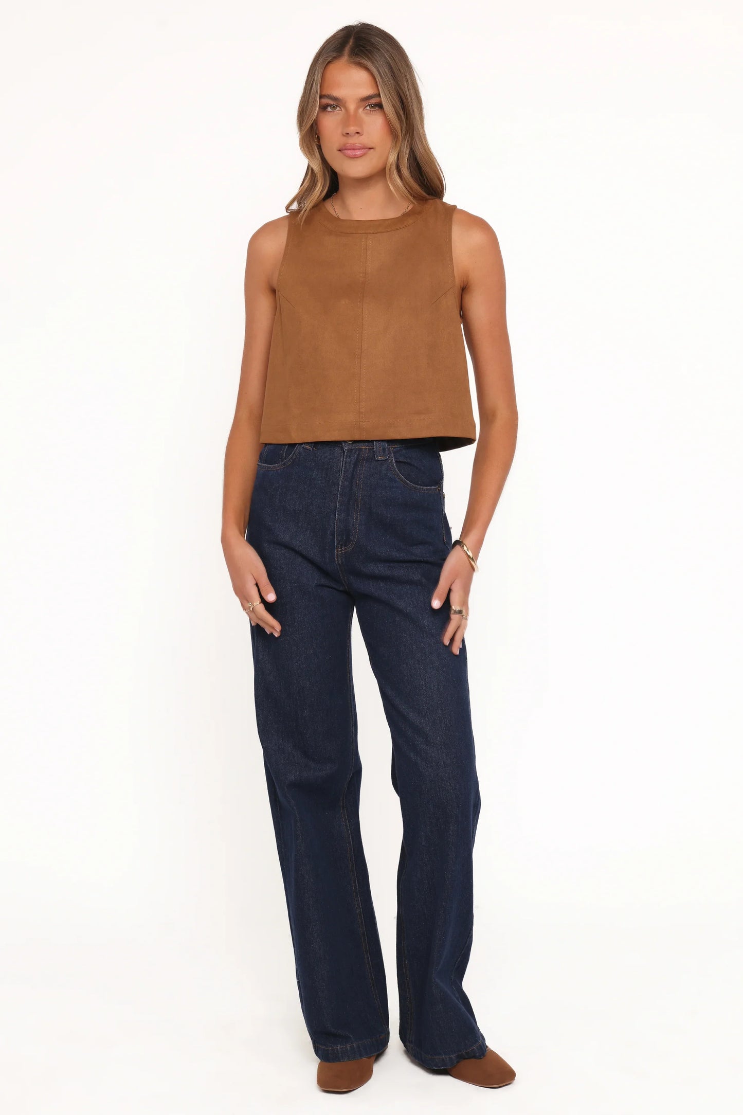 Charles Faux Sueded Top Camel