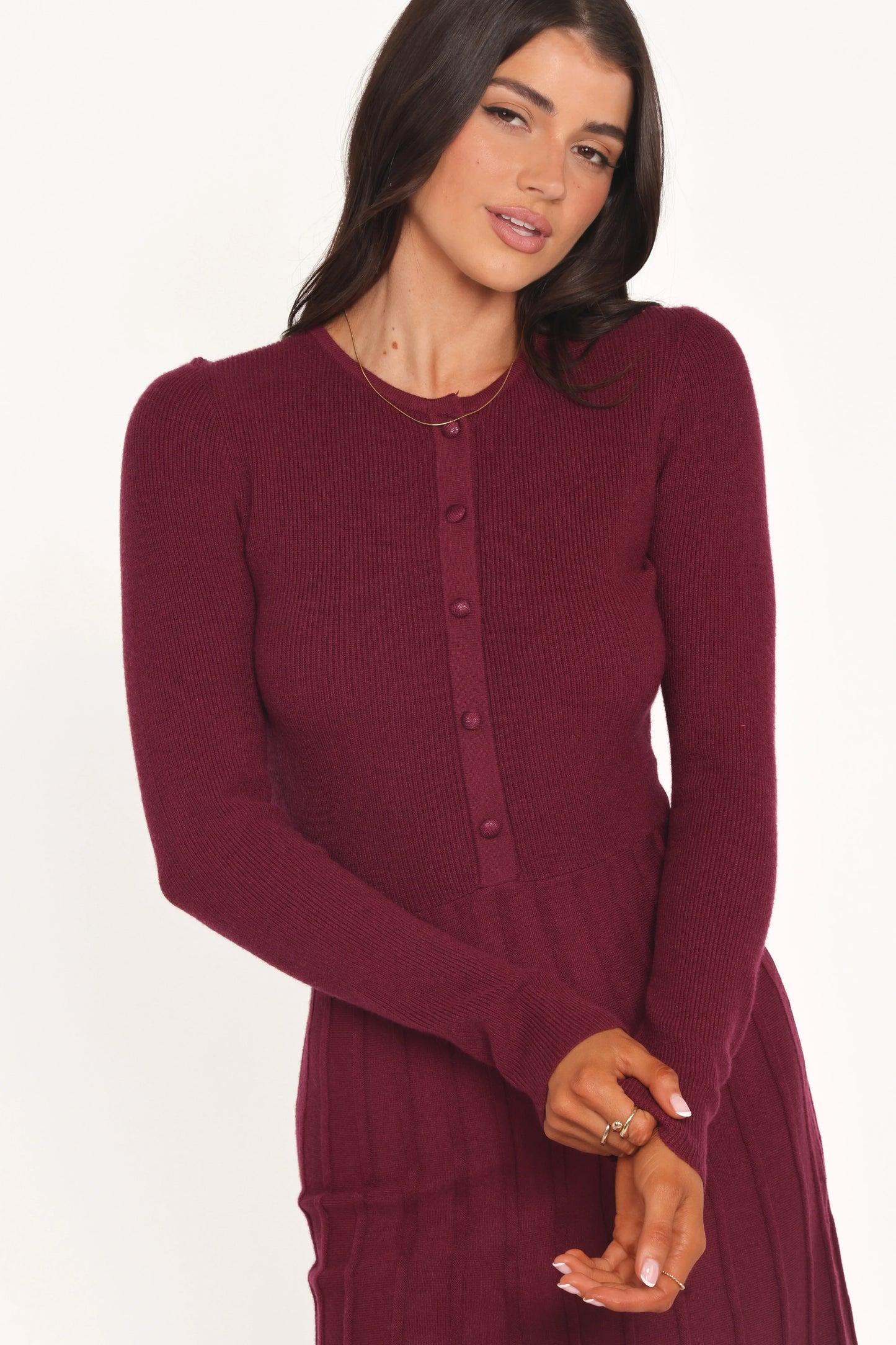 Darlina Long Sleeve Mini Dress Burgundy