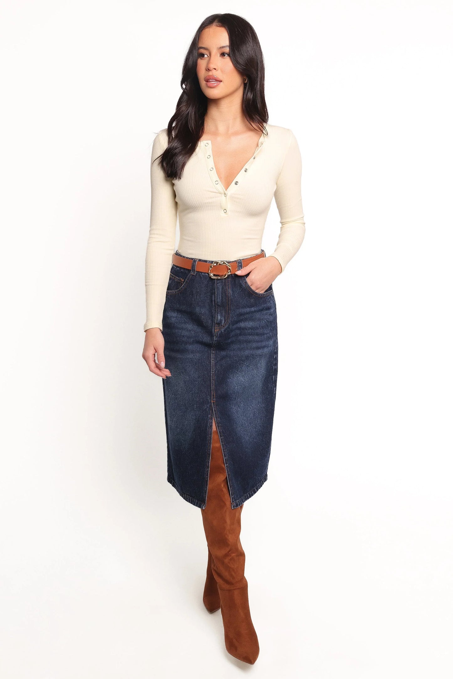 Dio Knit Henley Cream White