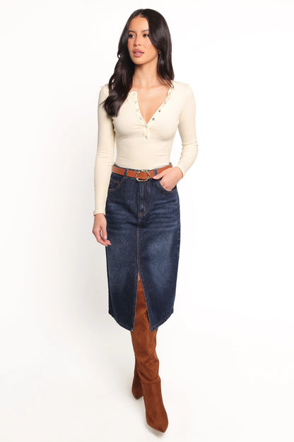 Dio Knit Henley Cream White