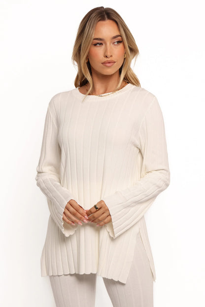Silvie Long Sleeve Knitted Set Cream