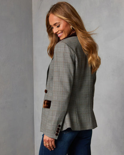 Yvonna Velvet Trim Blazer
