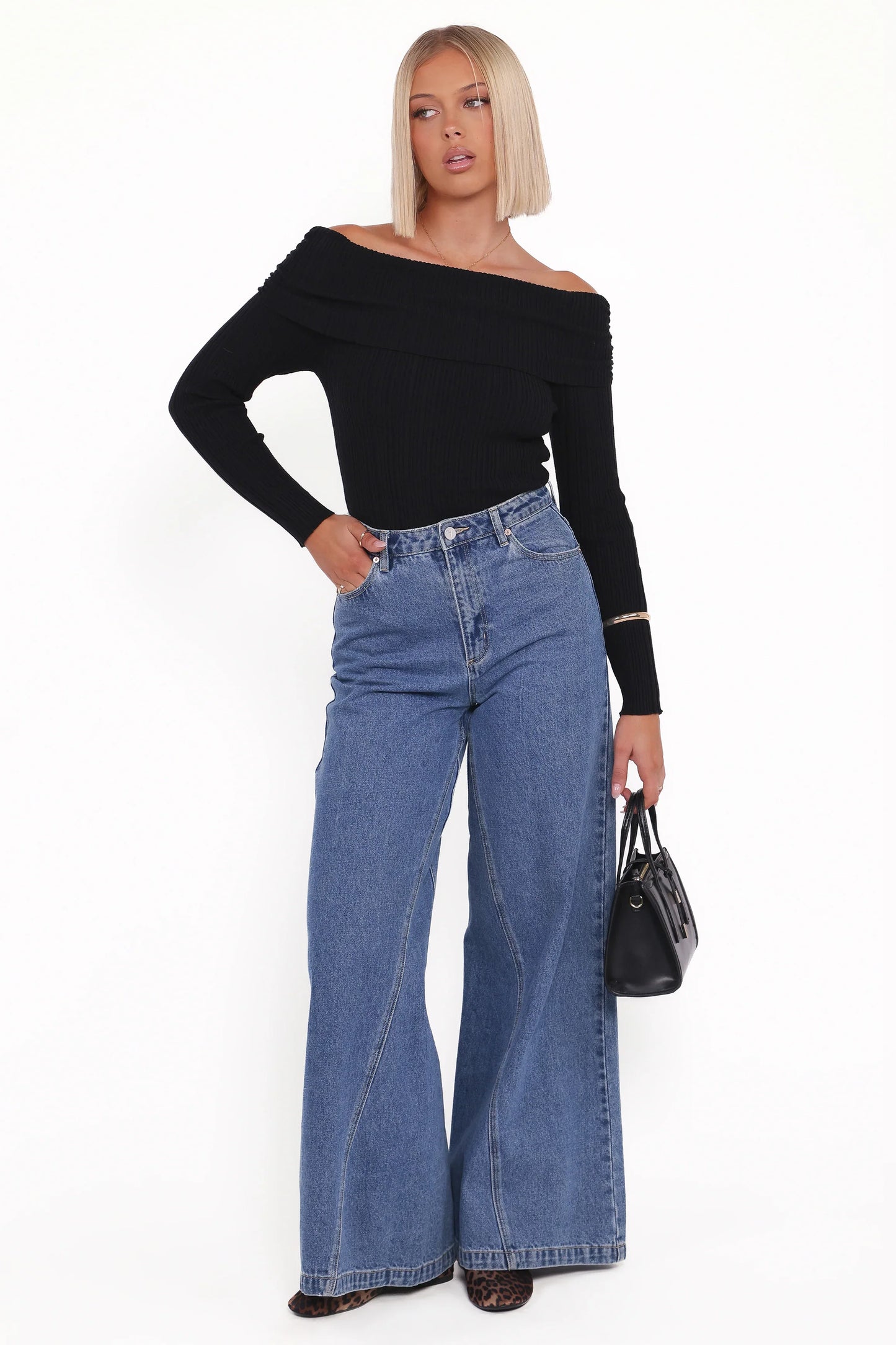 Junia Tie Back Knit Top Black