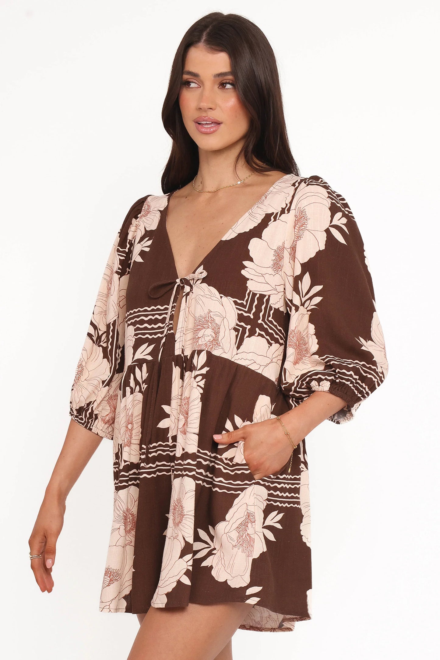 Henley Romper Brown Floral