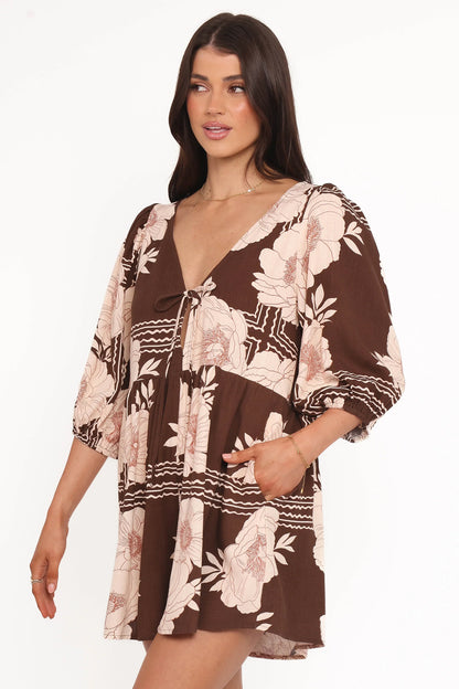 Henley Romper Brown Floral