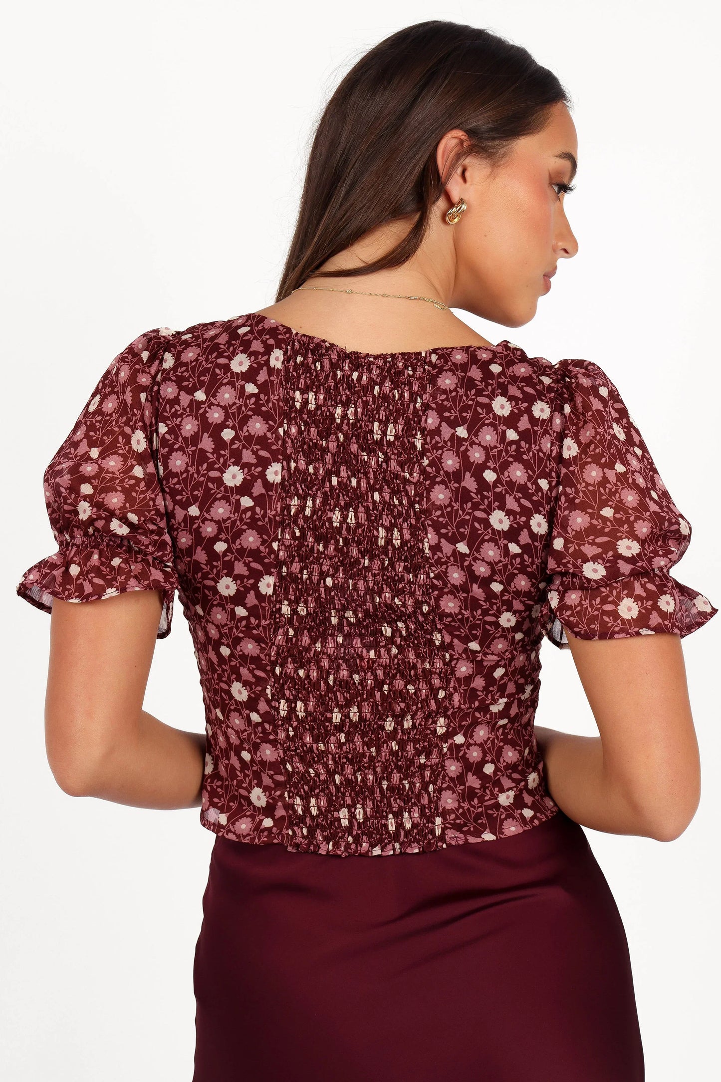 Lucie Top Burgundy Multi