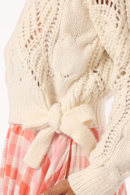 Birdie Tie Side Knit Sweater Cream