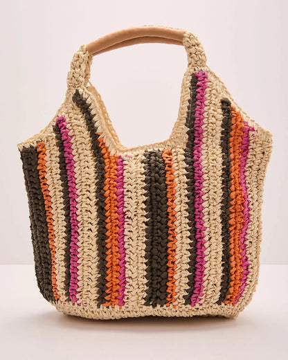 Sunswept Form Striped Straw Tote Bag