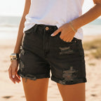 Ripped Distressed Boho Denim Shorts