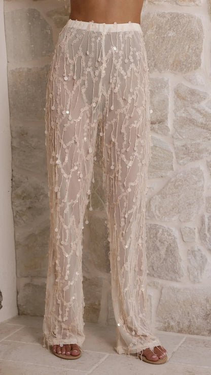 Zabby Sequin Pants Beige