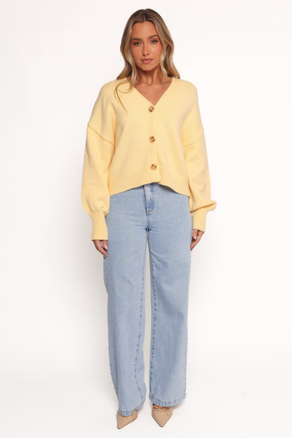 Isabel Button Front Cardigan Yellow