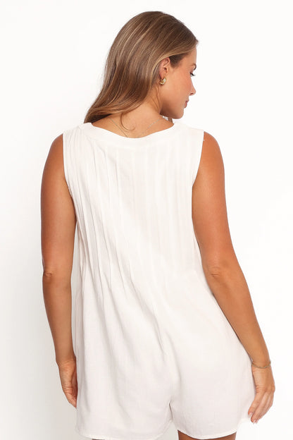 Kallie Tie Front Romper White