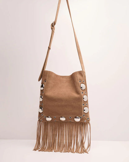 Outlaw Muse Fringe Faux Suede Crossbody Bag