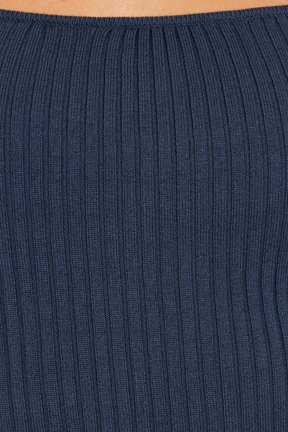 Shani Ribbed Knit Top Dusty Blue