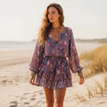 Floral Long Sleeve Mini Dress with Ruffle Hem