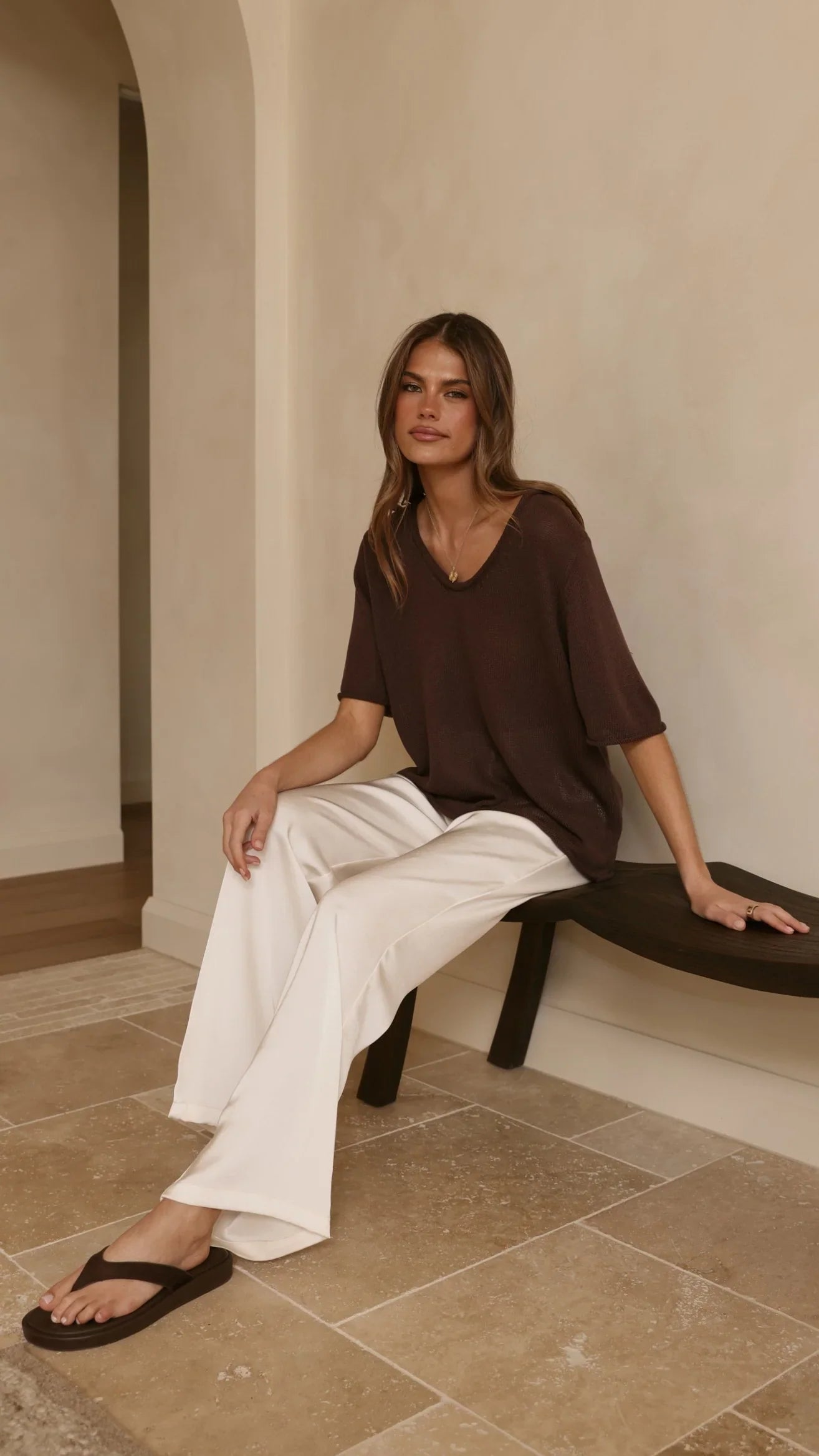 Spring Scoop Neck Tee Chocolate