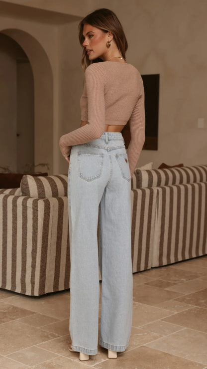 Lacy Long Sleeve Top Mocha