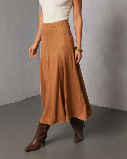 Maicie Pleated Faux Suede Maxi Skirt