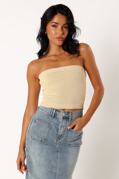 Zia Strapless Knit Top Lemon